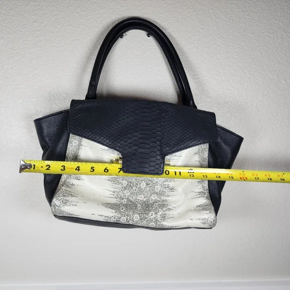 Vince Camuto Julia Satchel White And Black Bag - Picture 12 of 16